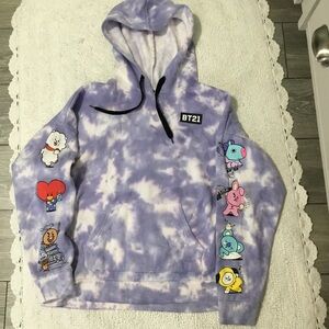 BT21 BTS Purple Cloudwash Hoodie with Pocket Hot Topic